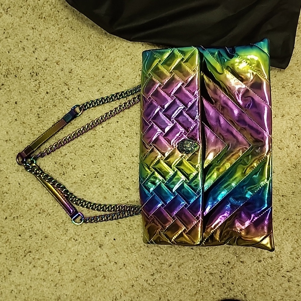 Kurt Geiger rainbow oil slick leather shoulder bag nwt